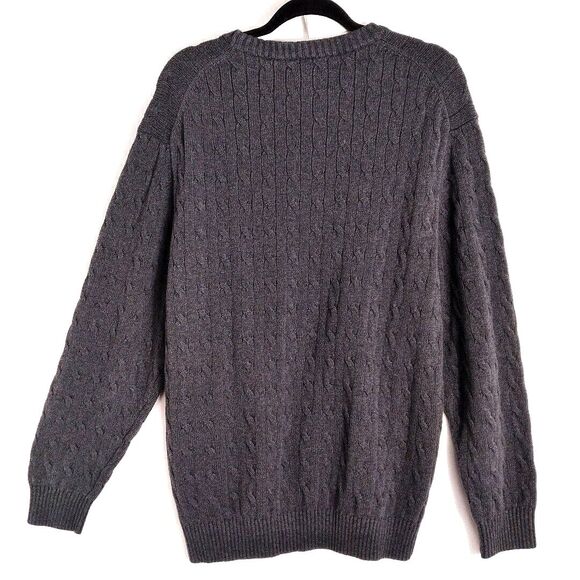 Jos A Bank Executive Collection Gray Crew Neck Long Sleeve Cable Knit Sweater 2X - Picture 2 of 10